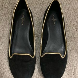 Cold Haan Suede flats with gold leather trim